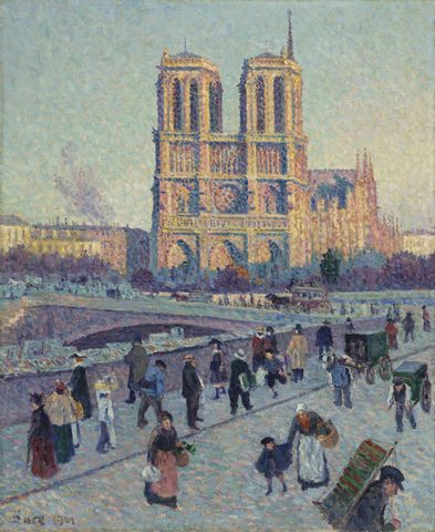 The Quai Saint-Michel and Notre-Dame by Maximilien Luce, c. 1901, framed print