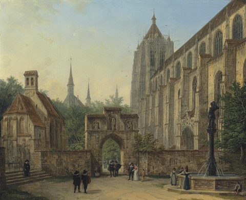 Figures in a Square before a Cathedral