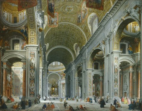 Interior of Saint Peter's, Rome by Giovanni Paolo Panini, framed print