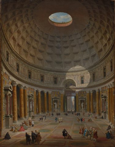 Interior of the Pantheon, Rome by Giovanni Paolo Panini, c. 1734, framed print
