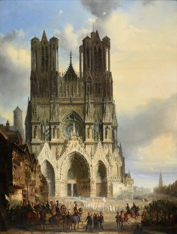 West Façade of Reims Cathedral by David Roberts, c. 1825–1830, framed print
