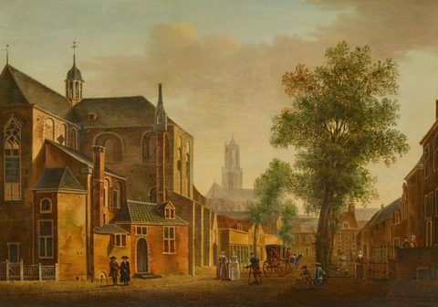 The Pieterskerk in Utrecht with the Dom