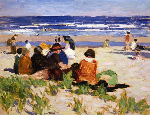 On the Beach, Ogunquit, Maine by Edward Henry Potthast, framed print
