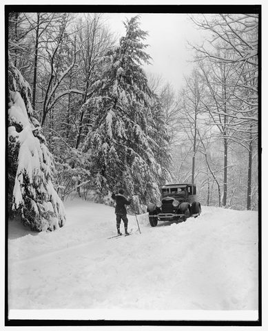 Ford in snow by National Photo Company, c. 1928, framed print