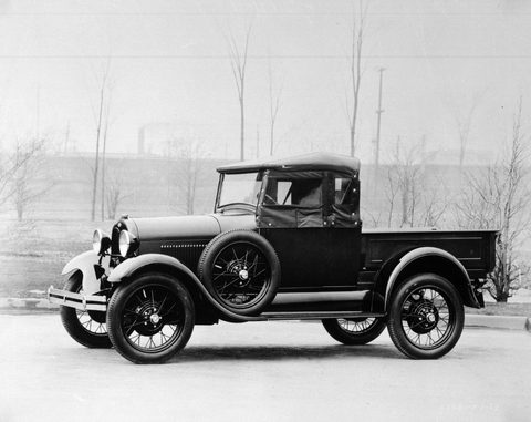 Model A roadster pickup by Ford Photo Department, 1928, framed print