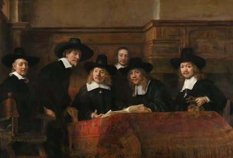 Syndics of the Drapers' Guild by Rembrandt van Rijn, 1662, framed print