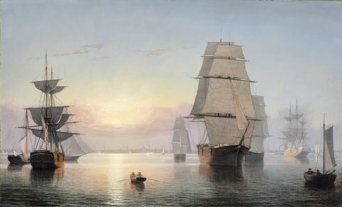 Boston Harbor, Sunset by Fitz Henry Lane, framed print