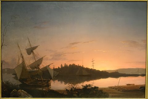 Harbor scene (Peabody Essex) by Fitz Henry Lane, 1855, framed print