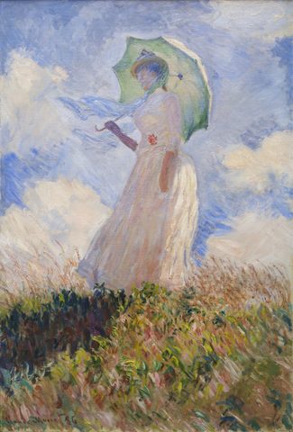 Woman with a Parasol, facing left by Claude Monet, 1886, framed print