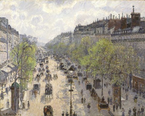 Boulevard Montmartre, Spring by Camille Pissarro, 1897, framed print
