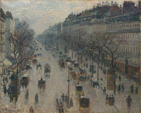 The Boulevard Montmartre on a Winter Morning by Camille Pissarro, 1897, framed print