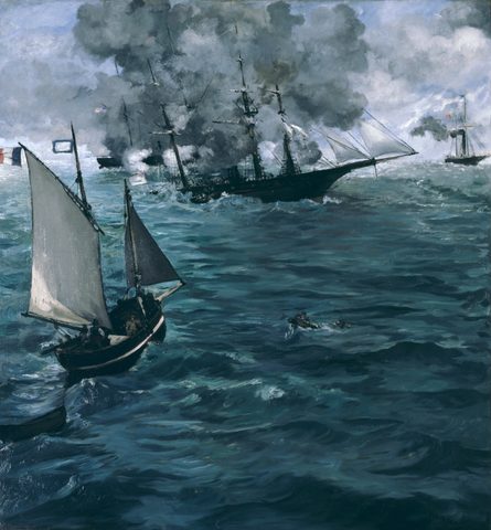 The Battle of the Kearsarge and the Alabama by Édouard Manet, 1865, framed print