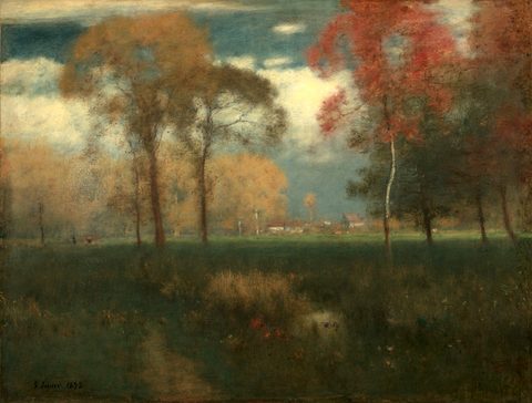 Sunny Autumn Day by George Inness, c. 1890s, framed print