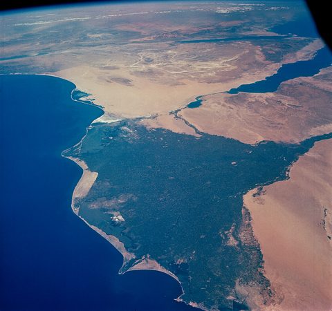 The Nile and Suez from Gemini 4 by NASA / Gemini 4 crew, framed print