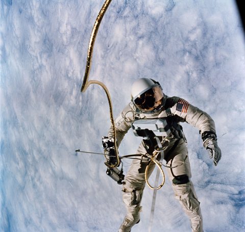 White on the first American EVA by NASA / James McDivitt, framed print
