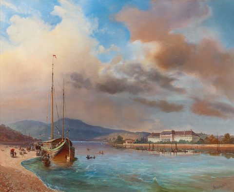 Koblenz on the Rhine by Gabriel Stransky, 1857, framed print