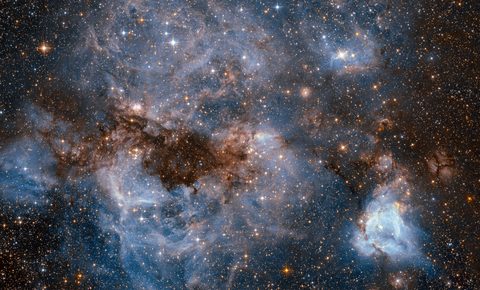 Hubble: storm of gas in the Large Magellanic Cloud by NASA, 2017, framed print
