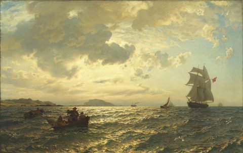 Fresh Breeze on the Norwegian Coast by Hans Gude, framed print