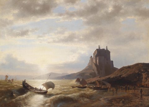 Coast Fishermen by Hermann Herzog, 1880, framed print