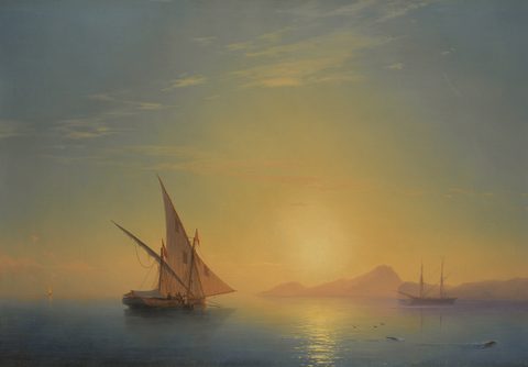 The Island of Ischia at Sunset by Ivan Aivazovsky, framed print