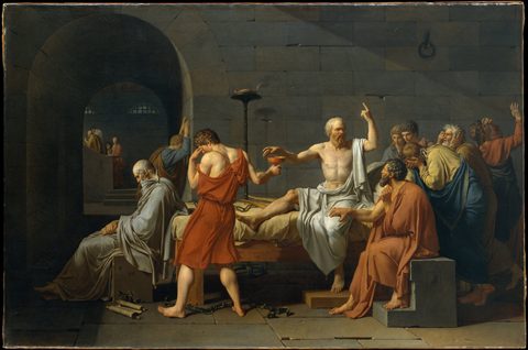 The Death of Socrates by Jacques-Louis David, framed print