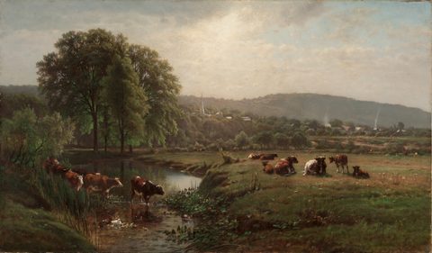 Morning in New England by James McDougal Hart, 1873, framed print