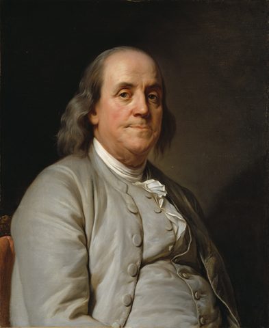 Benjamin Franklin by Joseph Siffred Duplessis, framed print