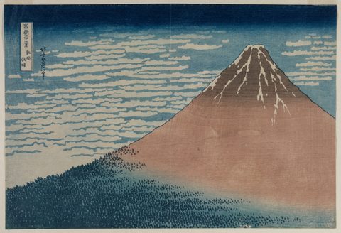 Fine Wind, Clear Morning (Red Fuji) by Katsushika Hokusai, early 1830s, framed print