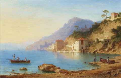 View of the Amalfi Coast by Carl Morgenstern, framed print