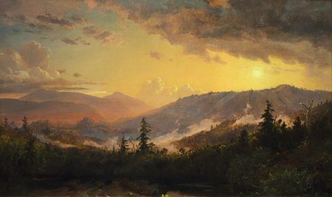 Sunset after a Storm in the Catskill Mountains by Jasper Francis Cropsey, c. 1860, framed print