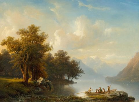 Lake Brienz with Figures in a Ferry Boat