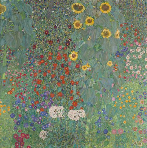 Farm Garden with Sunflowers by Gustav Klimt, 1906, framed print