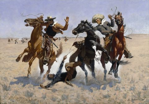 Aiding a Comrade by Frederic Remington, 1890, framed print