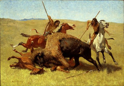 The Buffalo Hunt by Frederic Remington, 1890, framed print
