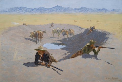 Fight for the Waterhole by Frederic Remington, 1903, framed print