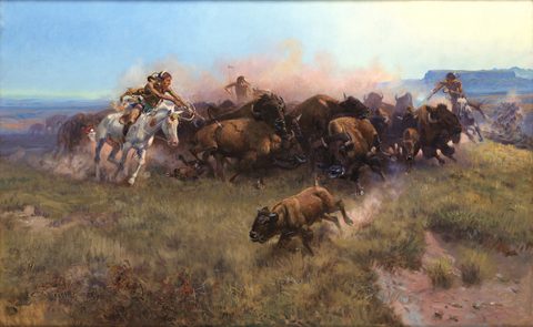 The Buffalo Hunt [No. 39] by Charles M. Russell, 1919, framed print