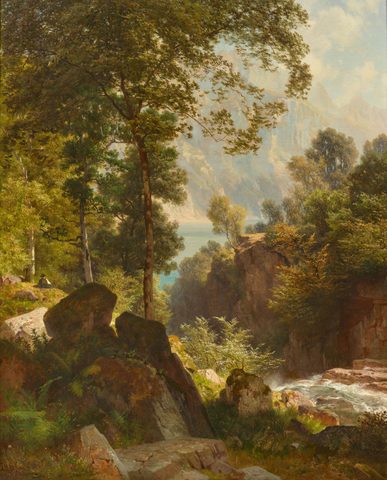 Morning on the Heights above the Walensee by Johann Gottfried Steffan, 1876, framed print