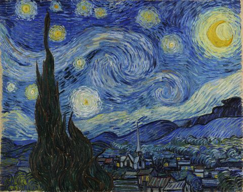 The Starry Night by Vincent van Gogh, 1889, framed print