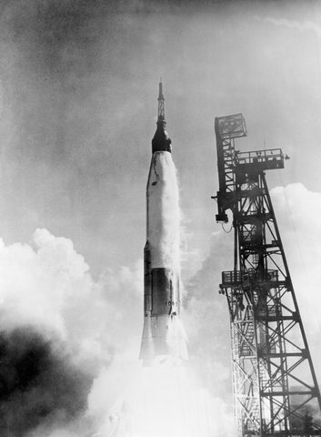 Friendship 7 launch by NASA, framed print
