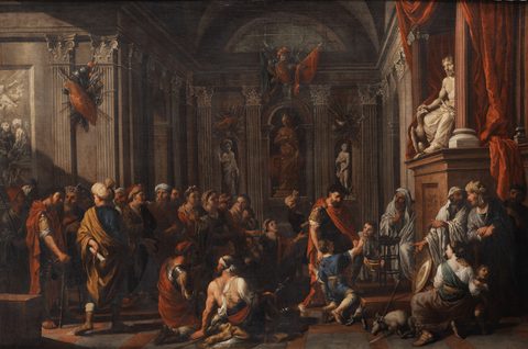 The Oath in the Temple of Jupiter by Johann Heiss, late 17th century, framed print