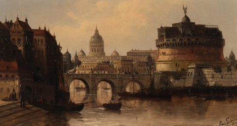 Rome on the Tiber by August von Siegen, framed print