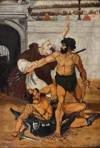 Gladiator Fight by Joseph Stallaert, 19th century, framed print