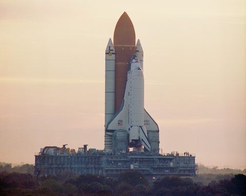 Discovery rolls out to Pad 39B for STS-29 by NASA, 1989, framed print