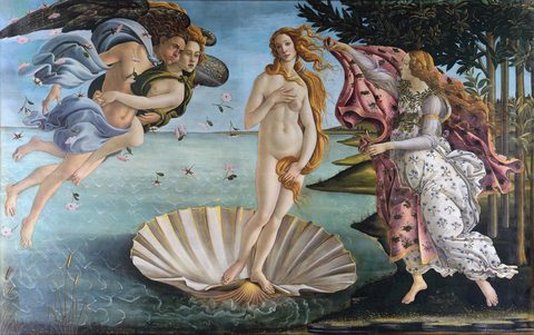 The Birth of Venus by Sandro Botticelli, c. 1484–1486, framed print