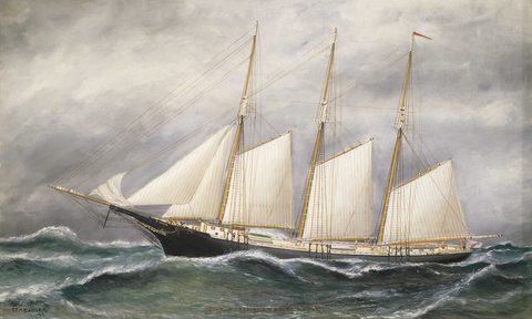 The Schooner Robert Ingle Carter by Solon Francis Montecello Badger, 19th century, framed print