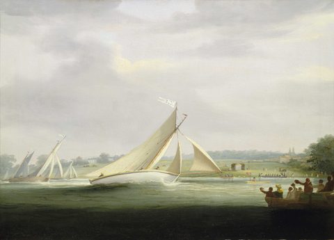 Yachts of the Cumberland Society Racing on the Thames by William Havell, c. 1815, framed print