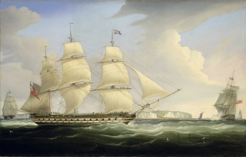 The East Indiaman Atlas by William John Huggins, 1826, framed print