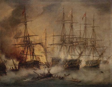 The Battle of Navarino, 20 October 1827 by Thomas Luny, 1828, framed print