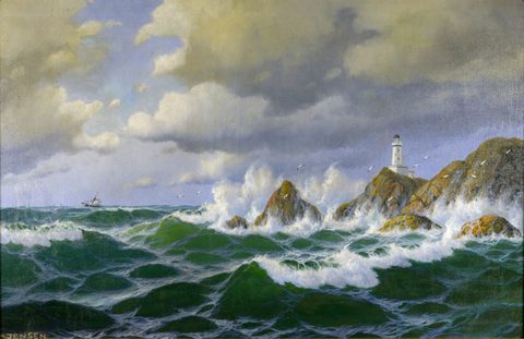 Lighthouse on the Cliffs by Max Jensen, framed print