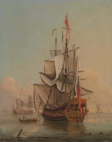 Shipping in a Calm by Peter Monamy, 1700, framed print